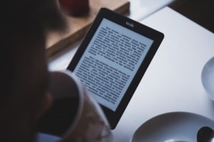 A tablet showing text. Smith Publicity ebook marketing and advice. Digital book promotion tips for authors.