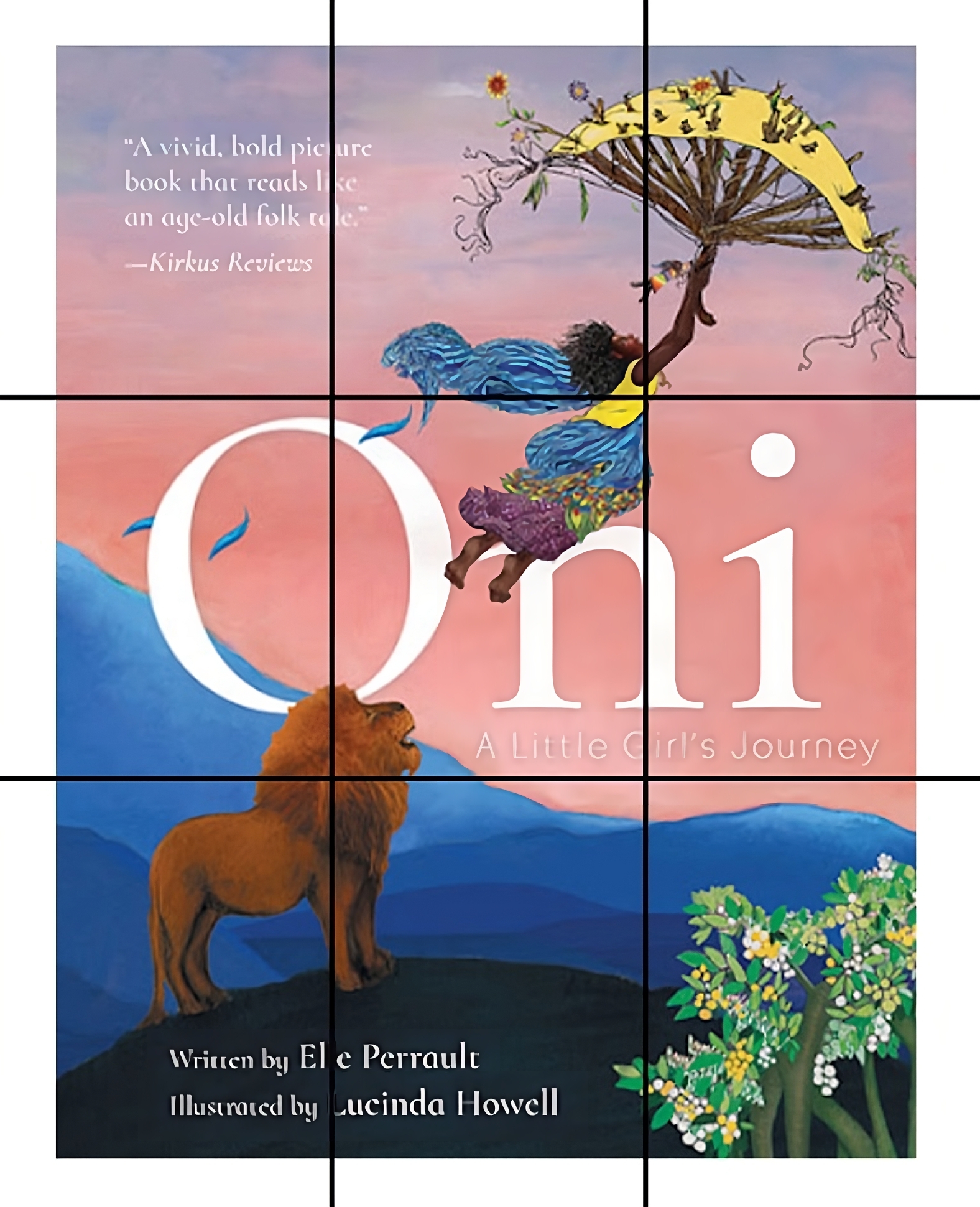 "Oni A Little Girl's Journey" Children's book cover illustrated by book cover artist Lucinda Howell and written by Elle Perrault.