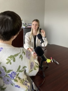 Olivia interviewing