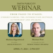 Book marketing webinar, from pages to stages. Authorship and public speaking tips by Smith Publicity.