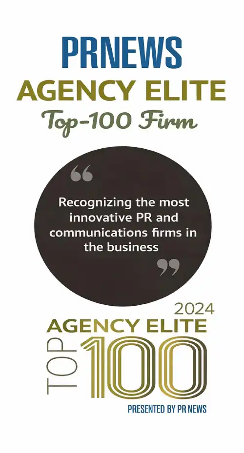 PRNEWS Agency Elite Top-100 recognition badge