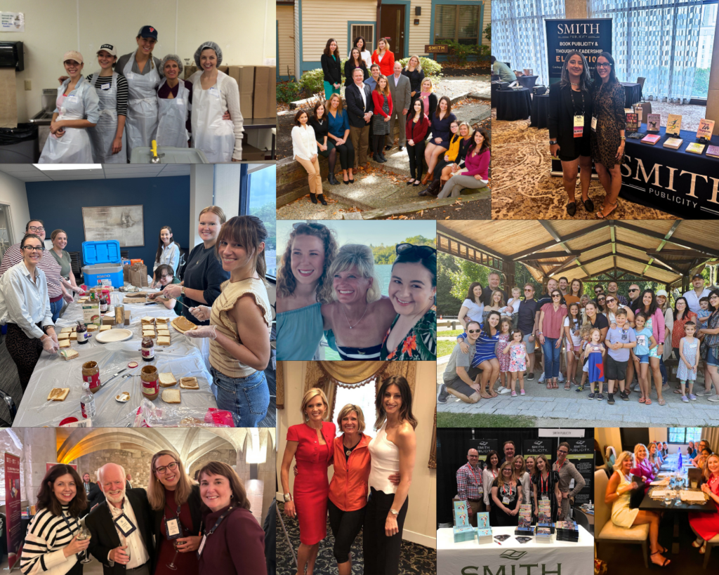 Collage featuring the Smith Publicity team in various engagements